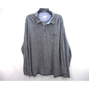 Faherty Men’s Polo Long Sleeve Henley Size XXL Striped 100% Organic Cotton